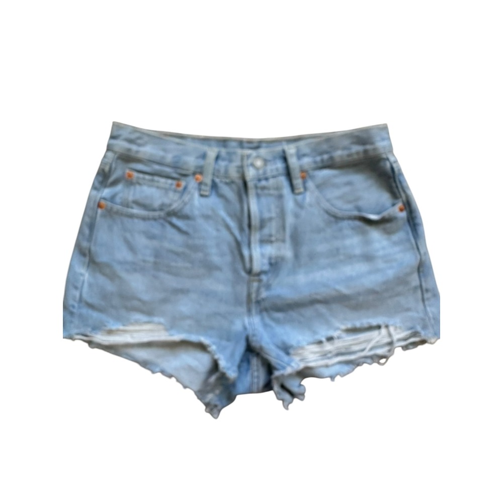 Levi's Premium 501‎ Original Cut-Off Denim Shorts Light Wash Distressed Size 27